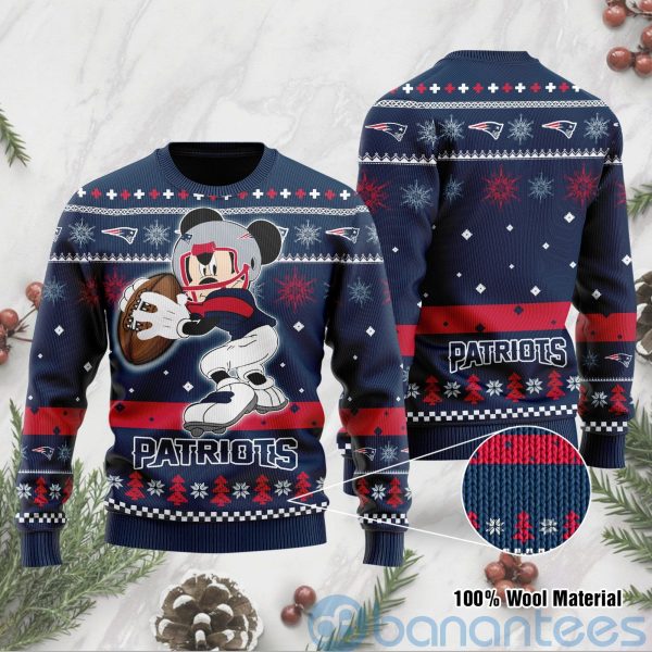 New England Patriots Mickey Mouse Funny Ugly Christmas 3D Sweater Product Photo