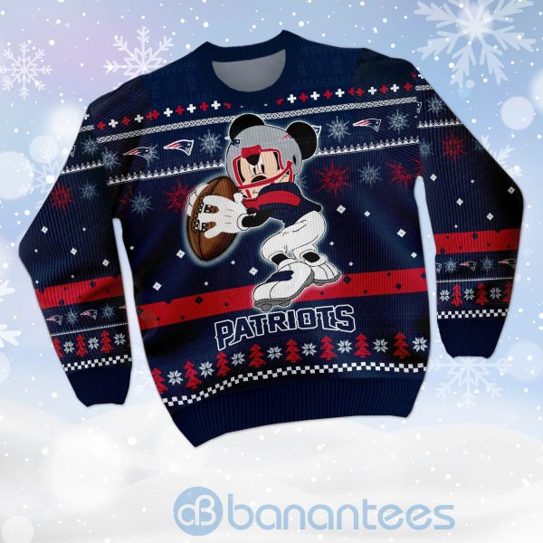New England Patriots Mickey Mouse Funny Ugly Christmas 3D Sweater Product Photo