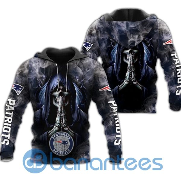 New England Patriots Skull Smoke Full Printed 3D Hoodie Product Photo