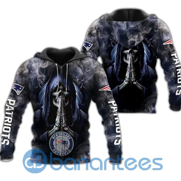 New England Patriots Skull Smoke Full Printed 3D Hoodie Product Photo