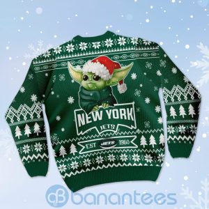 New York Jets Cute Baby Yoda Grogu Ugly Christmas 3D Sweater Product Photo