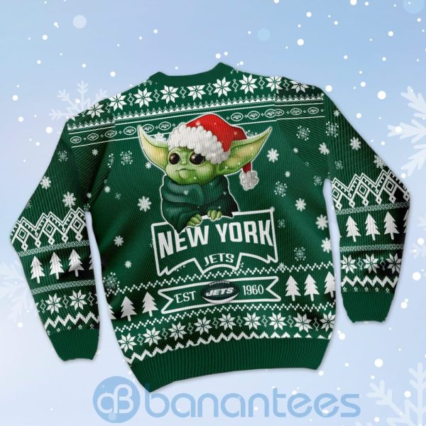 New York Jets Cute Baby Yoda Grogu Ugly Christmas 3D Sweater Product Photo