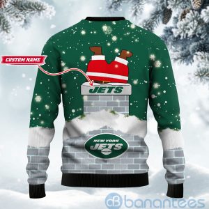 New York Jets Football Team Logo Symbol Santa Claus Custom Name Christmas 3D Sweater Product Photo