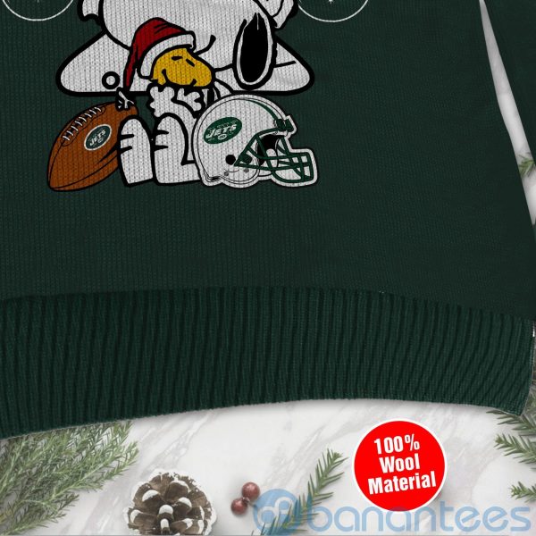 New York Jets Funny Charlie Brown Peanuts Snoopy Christmas Tree Ugly Christmas 3D Sweater Product Photo