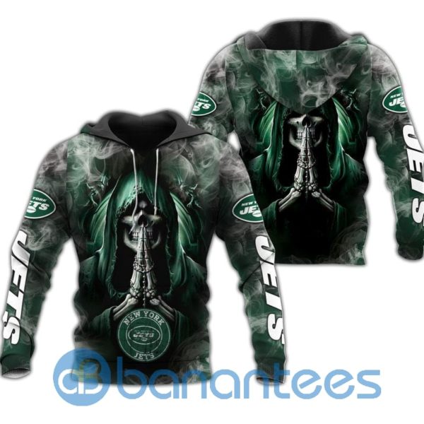 New York Jets Hoodies Skull Smoke All Over Printed 3D Hoodie Zip Hoodie Product Photo