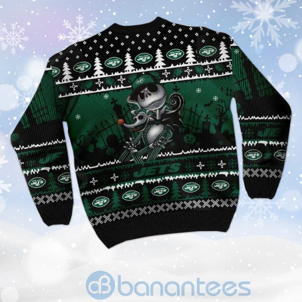 New York Jets Jack Skellington Halloween Ugly Christmas 3D Sweater Product Photo