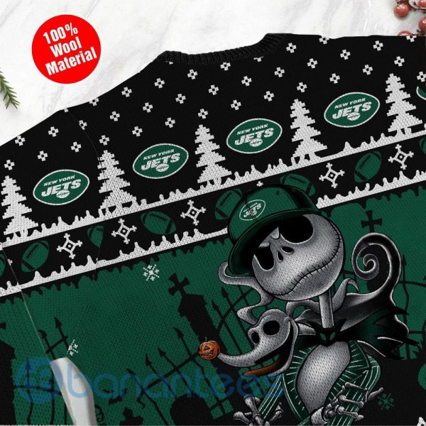 New York Jets Jack Skellington Halloween Ugly Christmas 3D Sweater Product Photo
