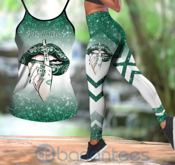 New York Jets Leggings And Criss Cross Tank Top For Women Product Photo