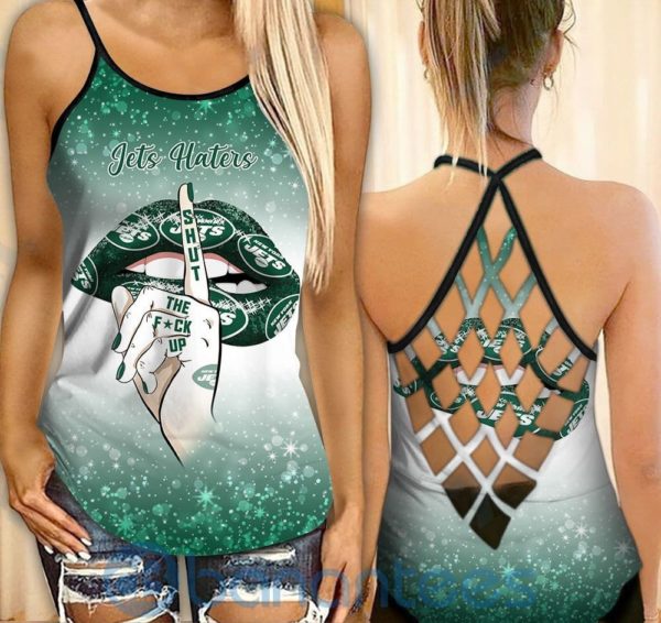 New York Jets Leggings And Criss Cross Tank Top For Women Product Photo
