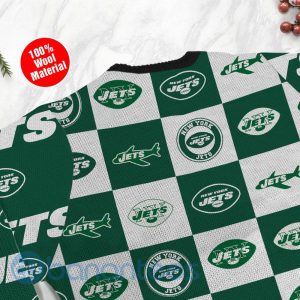 New York Jets Logo Checkered Flannel Design Ugly Christmas 3D Sweater Product Photo