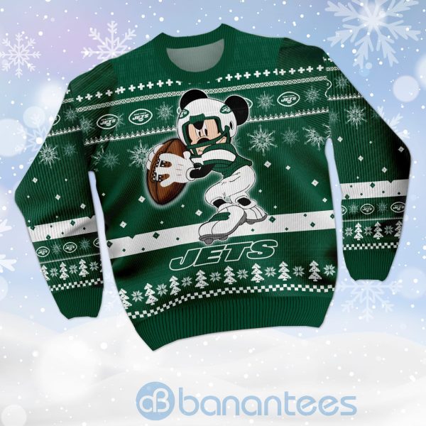 New York Jets Mickey Mouse Funny Ugly Christmas 3D Sweater Product Photo
