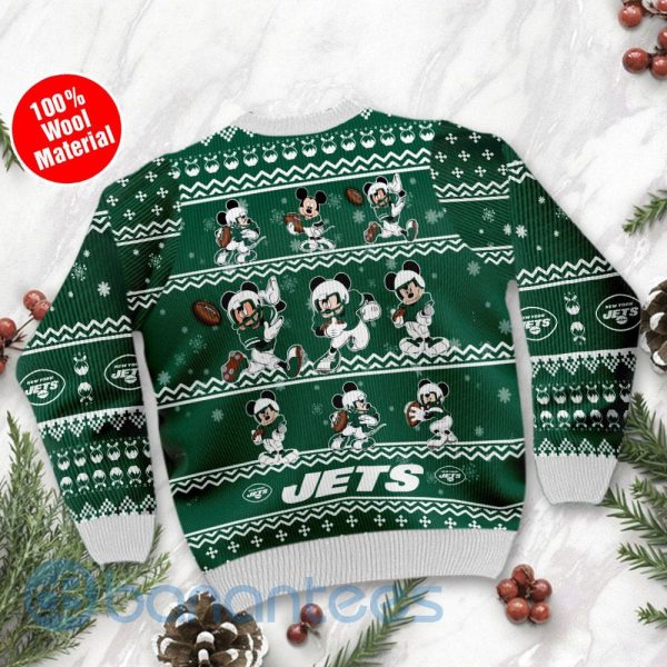 New York Jets Mickey Mouse Ugly Christmas 3D Sweater Holiday Party Product Photo