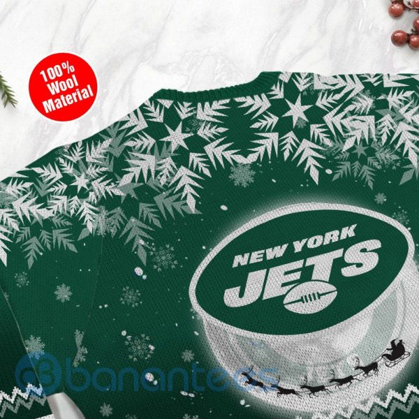 New York Jets Santa Claus In The Moon Ugly Christmas 3D Sweater Product Photo
