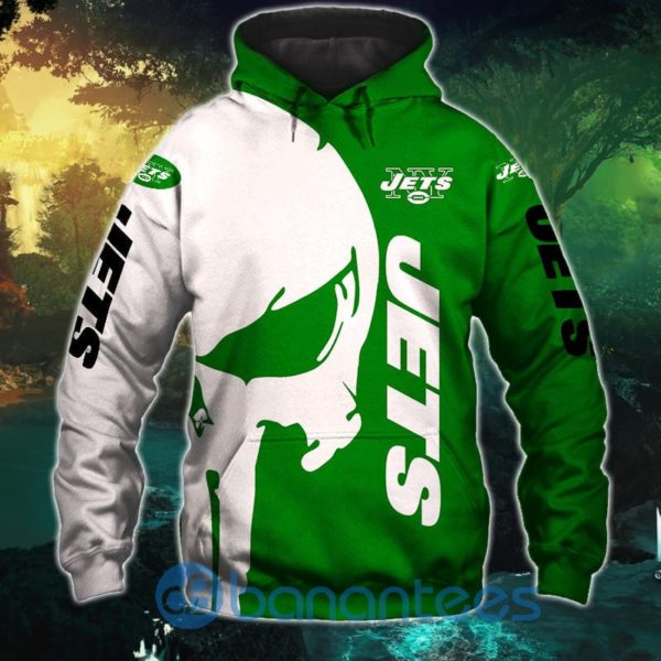 New York Jets Skull Design Full Printed 3D Hoodie Zip Hoodie Product Photo