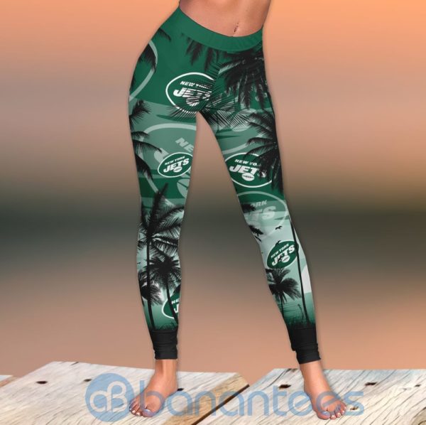 New York Jets Sunset Leggings And Criss Cross Tank Top For Women Product Photo