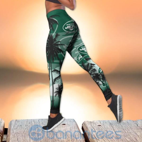 New York Jets Sunset Leggings And Criss Cross Tank Top For Women Product Photo