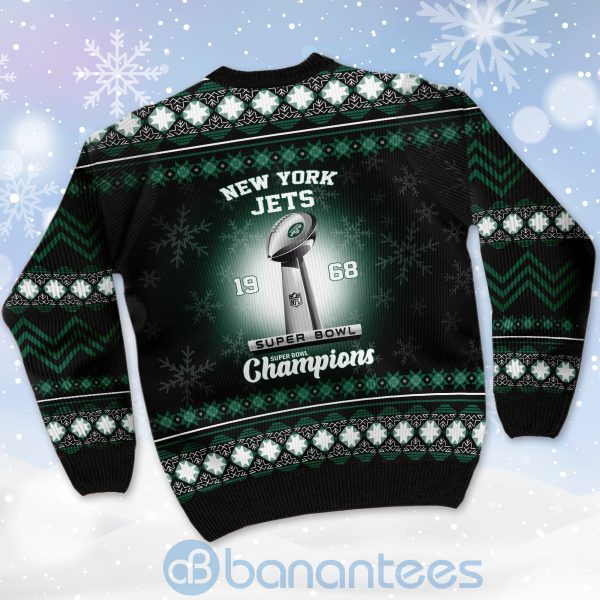 New York Jets Super Bowl Champions Cup Ugly Christmas 3D Sweater Product Photo