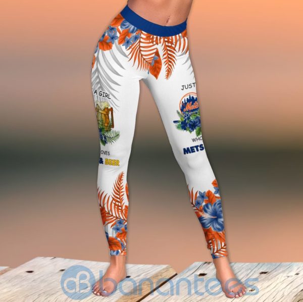 New York Mets Girl Leggings And Criss Cross Tank Top For Women Product Photo