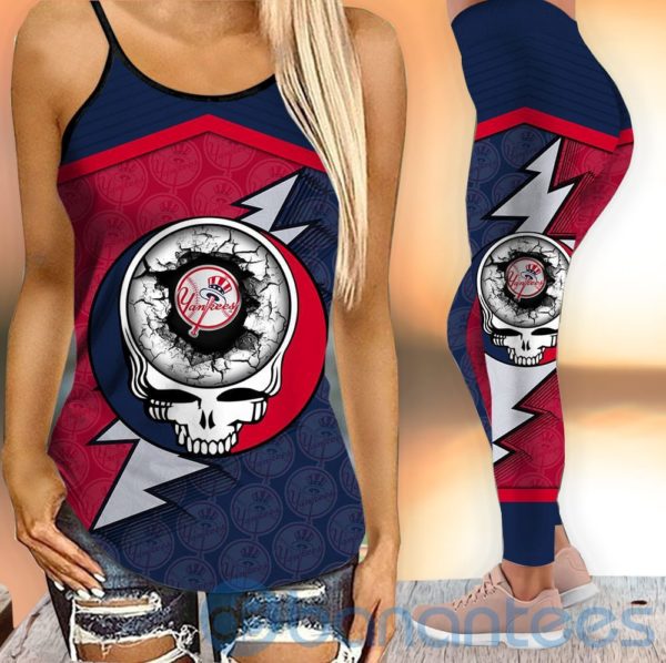 New York Yankees Leggings And Criss Cross Tank Top For Women Product Photo