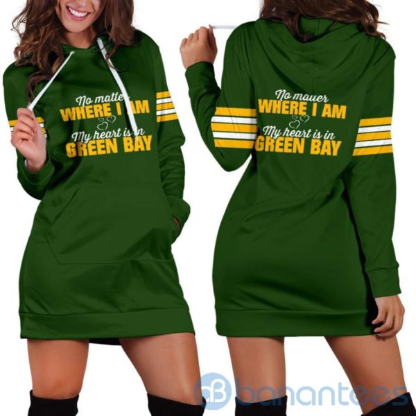 No Matter Where I Am Green Bay Hoodie Dress For Women Product Photo
