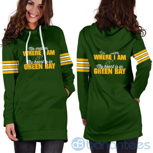 No Matter Where I Am Green Bay Hoodie Dress For Women Product Photo