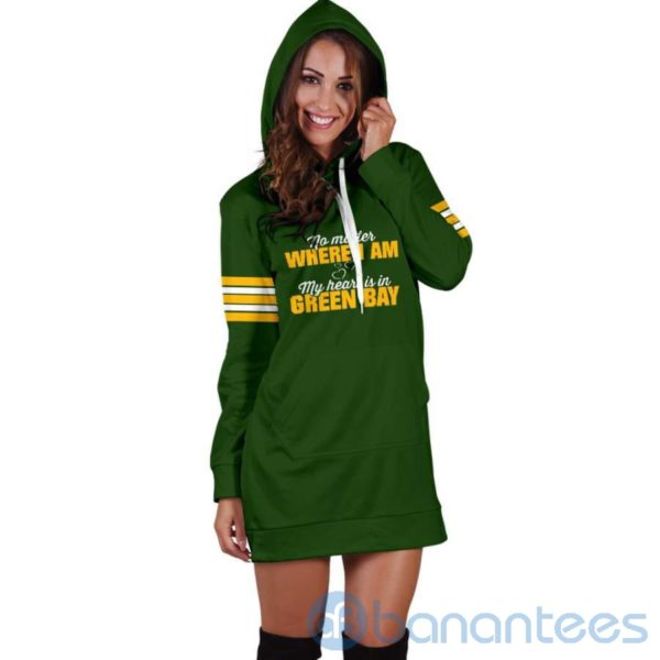 No Matter Where I Am Green Bay Hoodie Dress For Women Product Photo