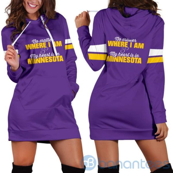 No Matter Where I Am Minnesota Hoodie Dress For Women Product Photo
