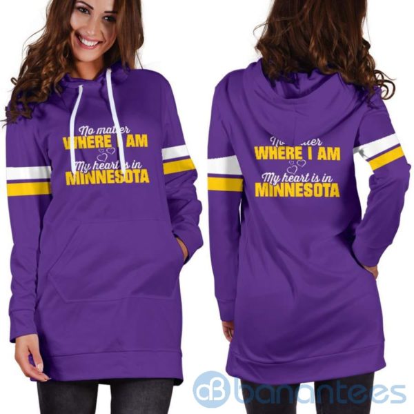 No Matter Where I Am Minnesota Hoodie Dress For Women Product Photo