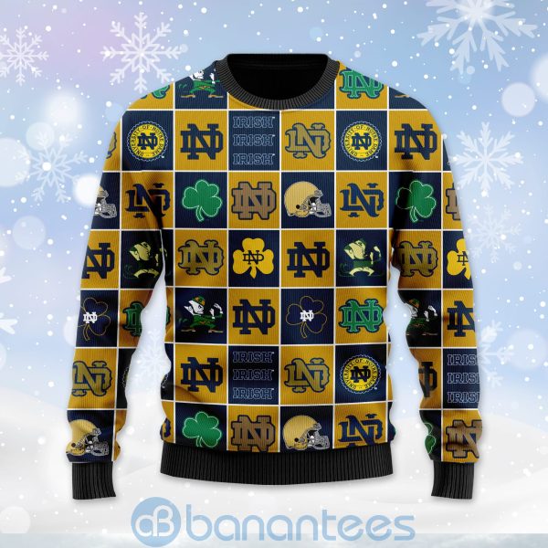Notre Dame Fighting Irish Football Team Logo Ugly Christmas 3D Sweater Product Photo