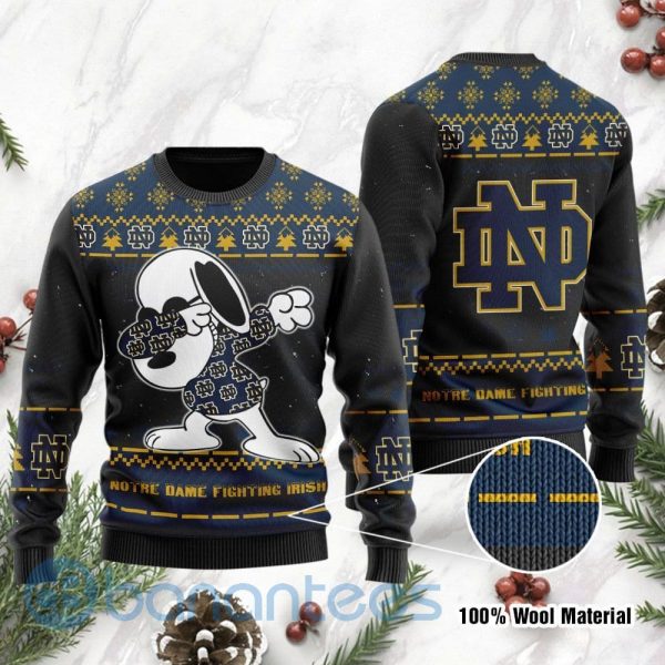 Notre Dame Fighting Irish Snoopy Dabbing Ugly Christmas 3D Sweater Product Photo