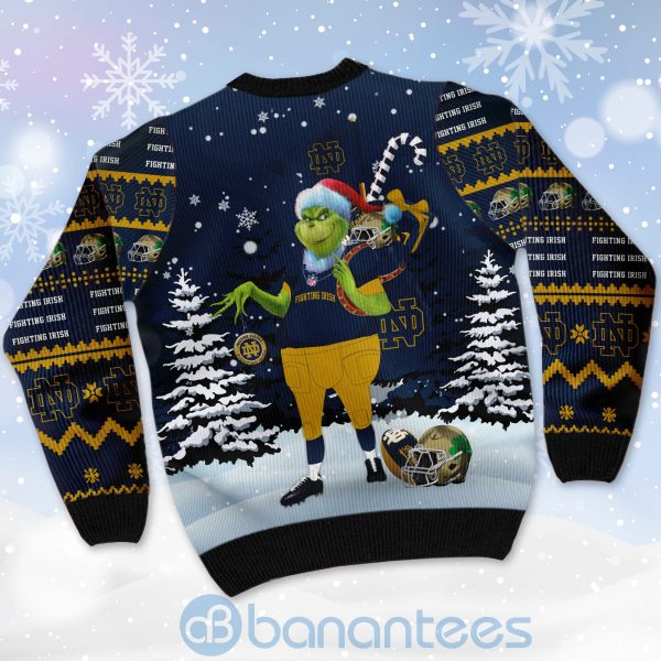 Notre Dame Fighting Irish Team Grinch Ugly Christmas 3D Sweater Product Photo