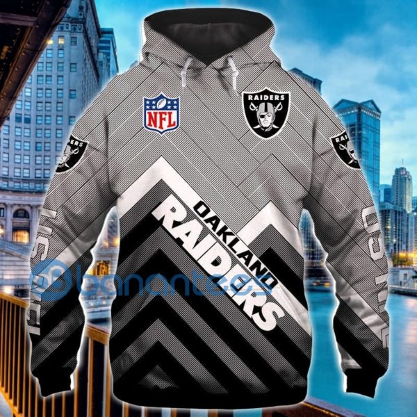 Oakland Raiders Black All Over Printed 3D Hoodie Zip Hoodie Product Photo