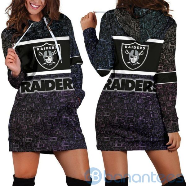 Oakland Raiders Fans Black Hoodie Dress For Women Product Photo
