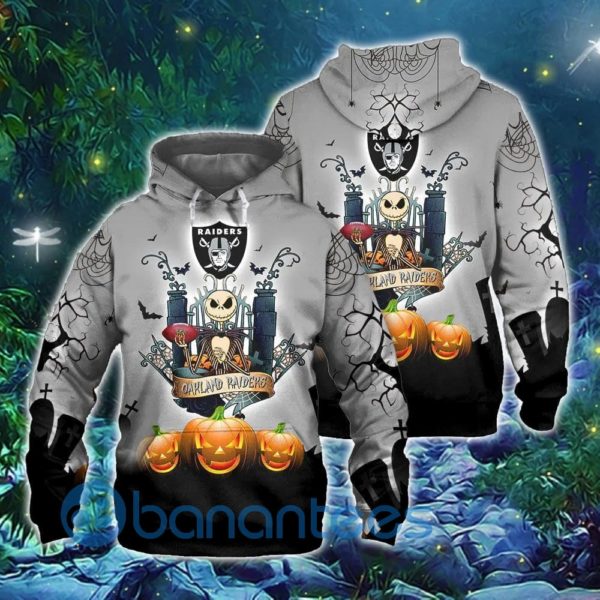 Oakland Raiders Halloween Costume 3D Hoodie Jack Skellington 3D Graphic Product Photo