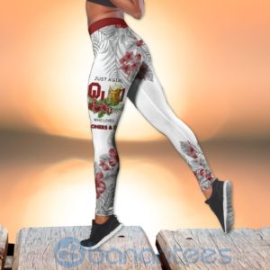 Oklahoma Sooners Girl Leggings And Criss Cross Tank Top For Women Product Photo