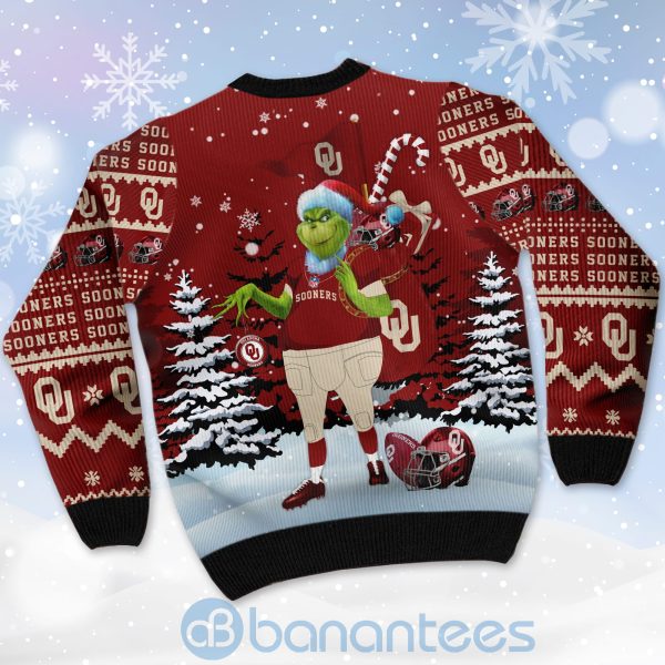 Oklahoma Sooners Team Grinch Ugly Christmas 3D Sweater Product Photo