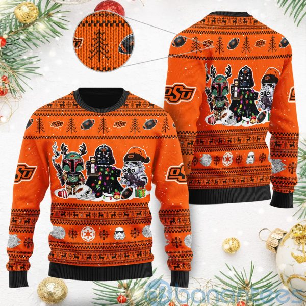 Oklahoma State Cowboys Star Wars Ugly Christmas 3D Sweater Product Photo