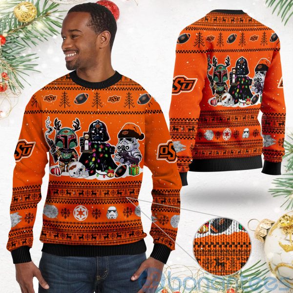 Oklahoma State Cowboys Star Wars Ugly Christmas 3D Sweater Product Photo