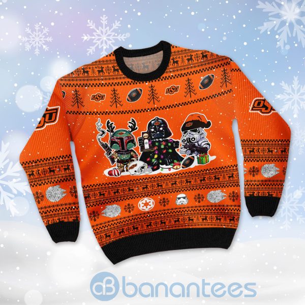 Oklahoma State Cowboys Star Wars Ugly Christmas 3D Sweater Product Photo