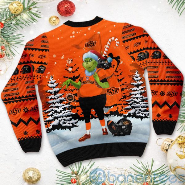 Oklahoma State Cowboys Team Grinch Ugly Christmas 3D Sweater Product Photo
