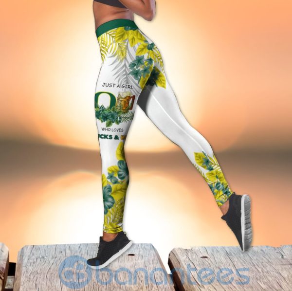 Oregon Ducks Girl Leggings And Criss Cross Tank Top For Women Product Photo