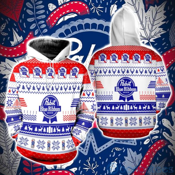 Pabst Blue Ribbon Beer Lover Ugly Christmas All Over Printed 3D Shirt Product Photo