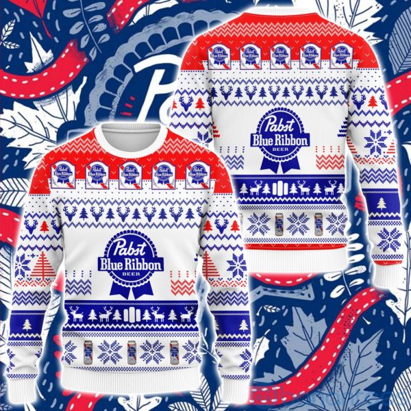 Pabst Blue Ribbon Beer Lover Ugly Christmas All Over Printed 3D Shirt Product Photo