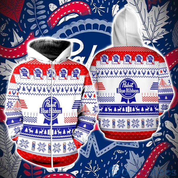 Pabst Blue Ribbon Beer Lover Ugly Christmas All Over Printed 3D Shirt Product Photo
