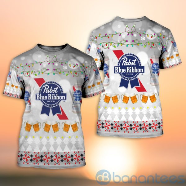 Pabst Blue Ribbon Beer Ugly Christmas All Over Printed 3D Shirt Product Photo