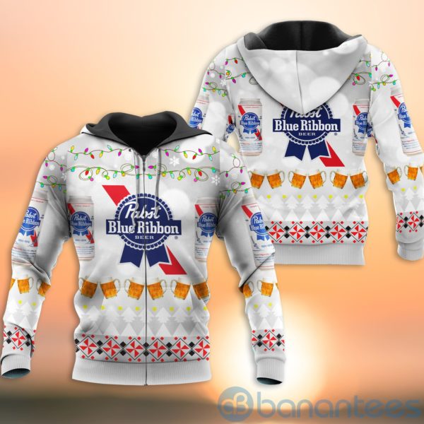 Pabst Blue Ribbon Beer Ugly Christmas All Over Printed 3D Shirt Product Photo