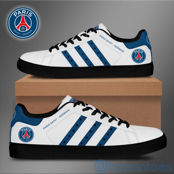 Paris Saint Germain Navy Striped White Low Top Skate Shoes Product Photo