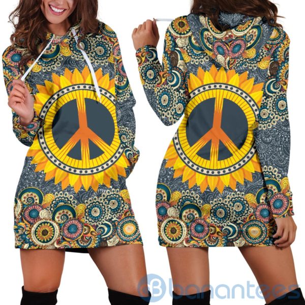Peace Mandala Hoodie Dress For Women Product Photo