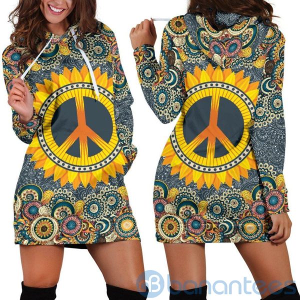 Peace Mandala Hoodie Dress For Women Product Photo
