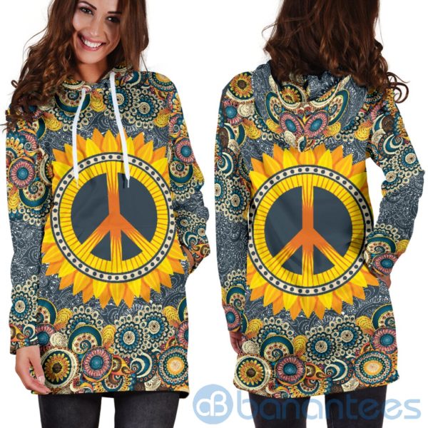 Peace Mandala Hoodie Dress For Women Product Photo